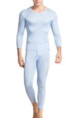 Grenasasilk Men's Silk Long Johns Mulberry Silk Long Underwear V-Neck Breathable Thermal Underwear Sets & Undergarments