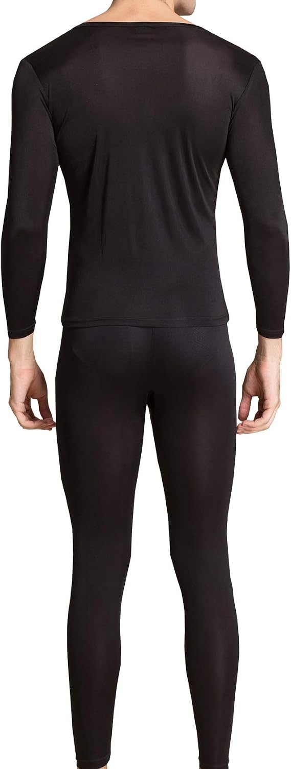 Grenasasilk Men's Silk Long Johns Mulberry Silk Long Underwear V-Neck Breathable Thermal Underwear Sets & Undergarments