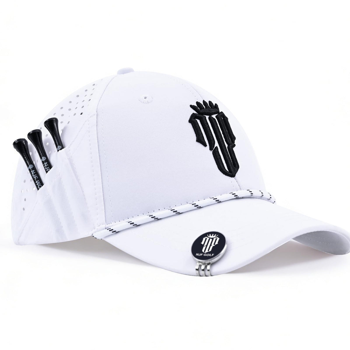 NJF Golf Performance Hats for Men with Tee Holder & Magnetic Ball Marker