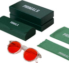 PRIMALS Blue Light Blocking Glasses - Extra Strength - Blocks 99.9% Blue Light - Improves Sleep & Focus - Computer/Gaming/TV/Phones - (Red Lens + Clear Frame)