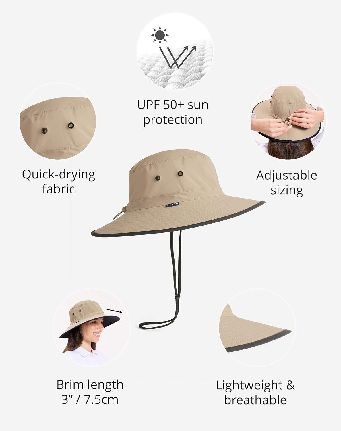 Solbari Unisex Traveler Broad Brim Sun Hat UPF 50+