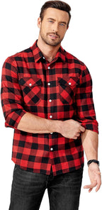 COOFANDY Mens Flannel Shirts Long Sleeve Casual Plaid Button Down Shirt Cotton Shirt Cowboy Work Shirts with Pockets