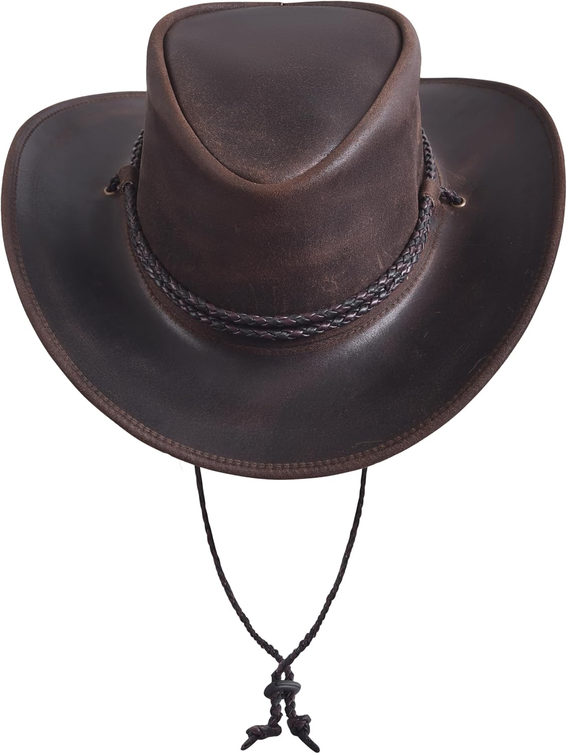 Sidewinder Mens Cowboy Leather Hat Western Style Unisex Shapeable Outback Classic Braided Hatband