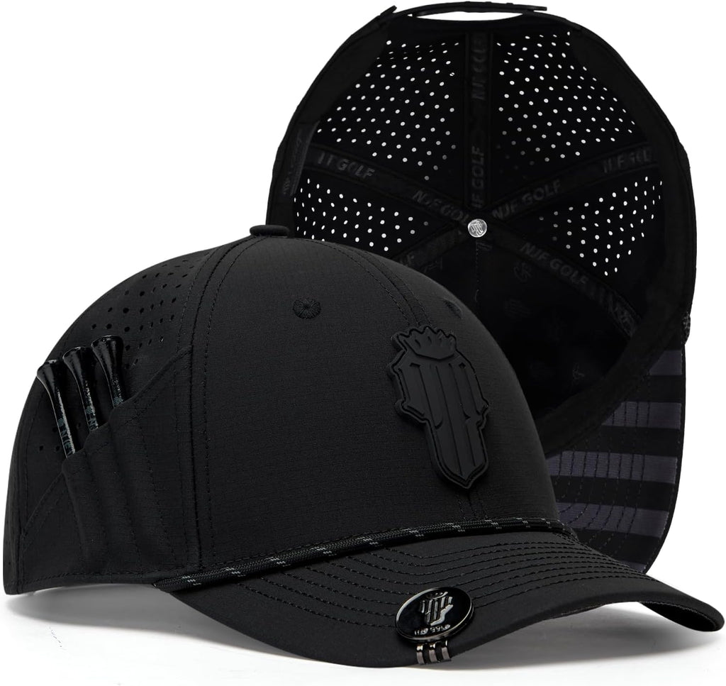 NJF Golf Performance Hats for Men with Tee Holder & Magnetic Ball Marker