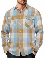 COOFANDY Mens Flannel Shirts Long Sleeve Casual Plaid Button Down Shirt Cotton Shirt Cowboy Work Shirts with Pockets