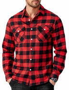 COOFANDY Mens Flannel Shirts Long Sleeve Casual Plaid Button Down Shirt Cotton Shirt Cowboy Work Shirts with Pockets