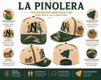 La Pinolera - Nicaragua Premium hat with Guardabarranco Bird, Traditional Mask & Cultural Art Design