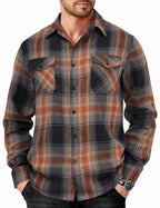 COOFANDY Mens Flannel Shirts Long Sleeve Casual Plaid Button Down Shirt Cotton Shirt Cowboy Work Shirts with Pockets