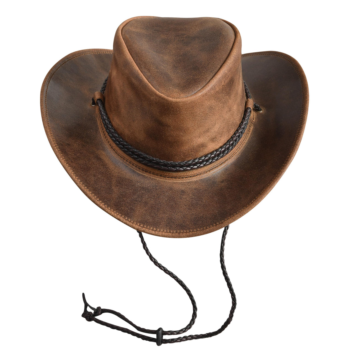 Sidewinder Mens Cowboy Leather Hat Western Style Unisex Shapeable Outback Classic Braided Hatband