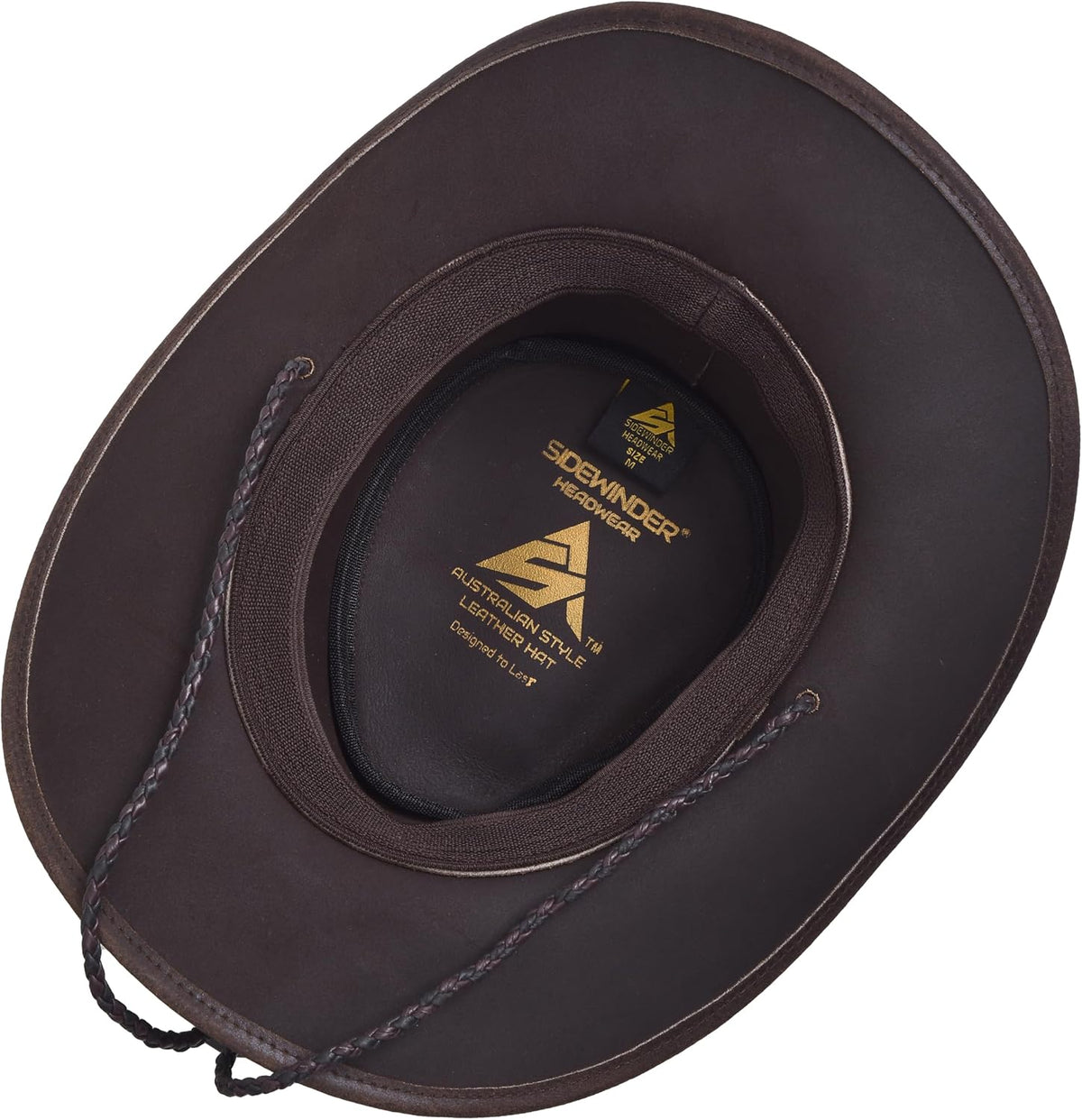 Sidewinder Mens Cowboy Leather Hat Western Style Unisex Shapeable Outback Classic Braided Hatband