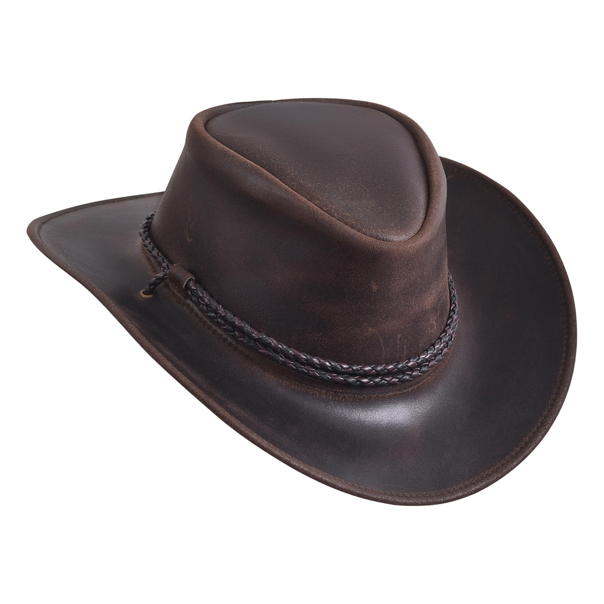 Sidewinder Mens Cowboy Leather Hat Western Style Unisex Shapeable Outback Classic Braided Hatband