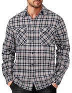 COOFANDY Mens Flannel Shirts Long Sleeve Casual Plaid Button Down Shirt Cotton Shirt Cowboy Work Shirts with Pockets
